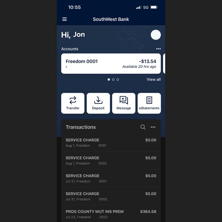 mobile app homepage