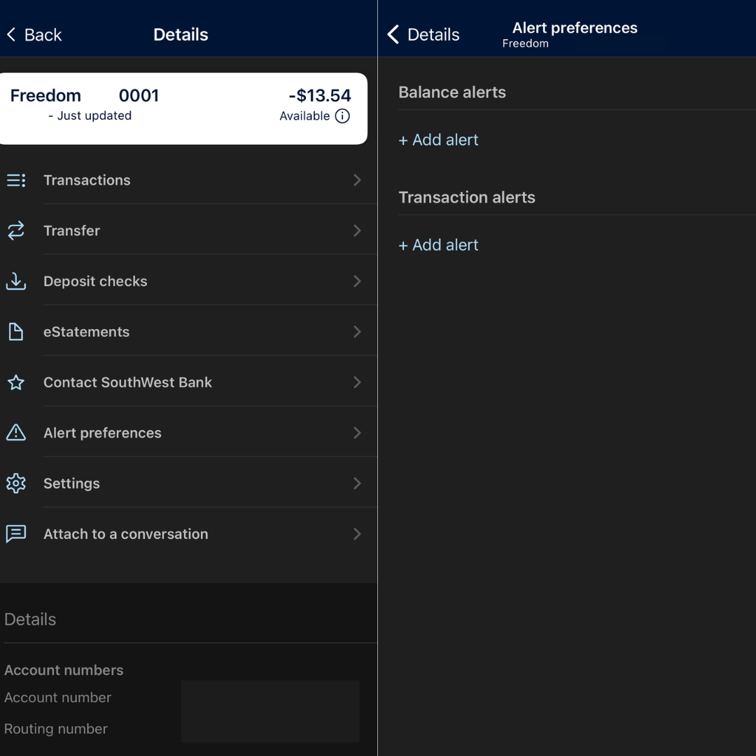 mobile banking dashboard